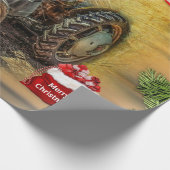 groene tractor Barn Kerstmis Cadeaupapier (Hoek)