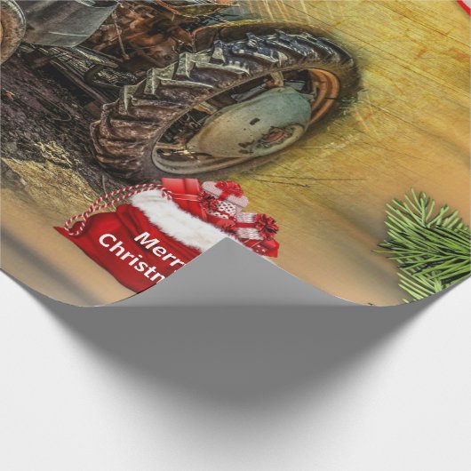  groene tractor Barn Kerstmis Cadeaupapier (Hoek)
