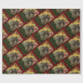 groene tractor Barn Kerstmis Cadeaupapier (Vlak)