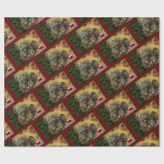  groene tractor Barn Kerstmis Cadeaupapier (Vlak)