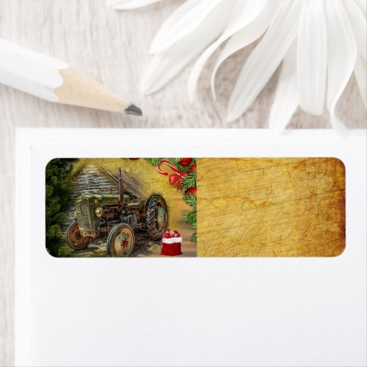  groene tractor Barn Kerstmis Etiket (Insitu)