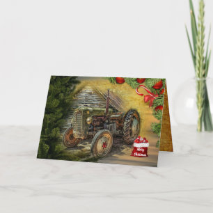groene tractor Barn Kerstmis Feestdagen Kaart