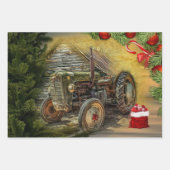 groene tractor Barn Kerstmis Inpakpapier Vel (Voorkant 2)