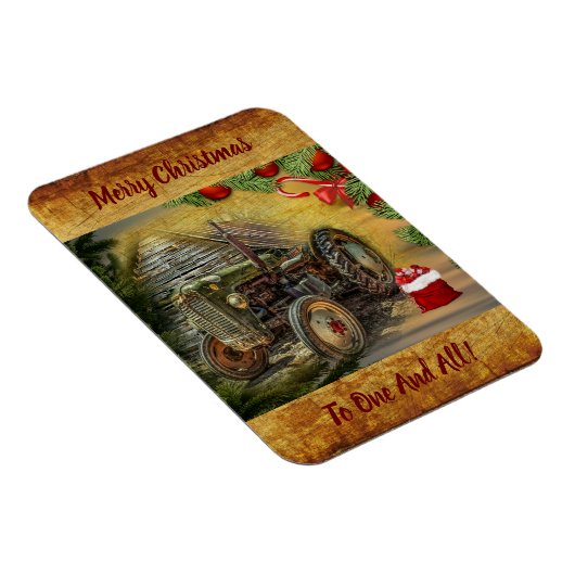  groene tractor Barn Kerstmis Magneet (Rechterzijde)