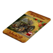 groene tractor Barn Kerstmis Magneet (Linkerzijde)