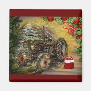 groene tractor Barn Kerstmis Magneet