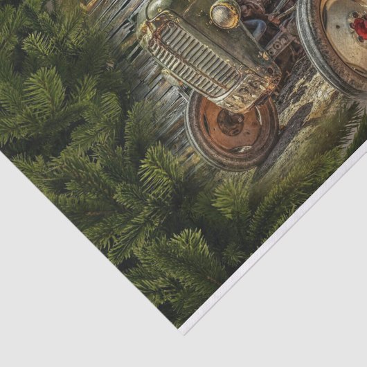  groene tractor Barn Kerstmis Tissuepapier (Detail)