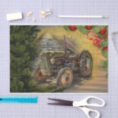  groene tractor Barn Kerstmis Tissuepapier (Craft)