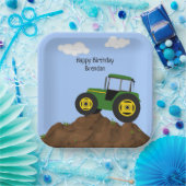 Groene Tractor Birthday - Aangepast Papieren Bordje (Feest)