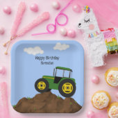 Groene Tractor Birthday - Aangepast Papieren Bordje (Feest)
