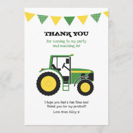 Groene Tractor Birthday Bedankt voor je briefkaart