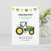 Groene Tractor Birthday Bedankt voor je briefkaart (Staand voorkant)