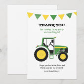 Groene Tractor Birthday Bedankt voor je briefkaart (Voorkant / Achterkant)