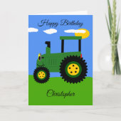 Groene tractor Birthday Card Kaart (Voorkant)