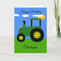 Groene tractor Birthday Card