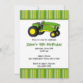 Groene Tractor Birthday Party-uitnodigingen Kaart (Voorkant)