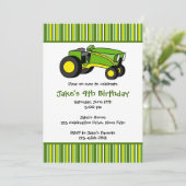 Groene Tractor Birthday Party-uitnodigingen Kaart (Staand voorkant)