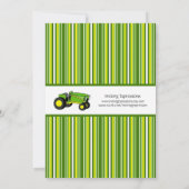 Groene Tractor Birthday Party-uitnodigingen Kaart (Achterkant)