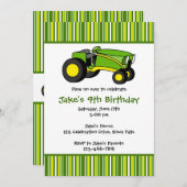 Groene Tractor Birthday Party-uitnodigingen Kaart (Voorkant / Achterkant)