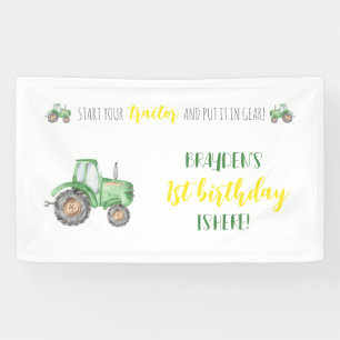 Groene tractor Boerderij Birthday Backdrop Spandoek