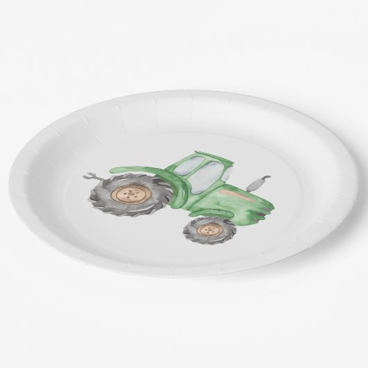 Groene tractor Boerderij Birthday Borden Papieren Bordje (Gekanteld)