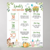 Groene Tractor Boerderij Dieren Verjaardag Mijlpaa Poster (Voorkant)