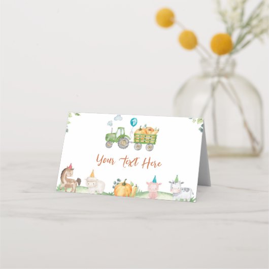 Groene Tractor Boerderij Dieren Verjaardag Plaats Plaatskaartje (Achterkant)