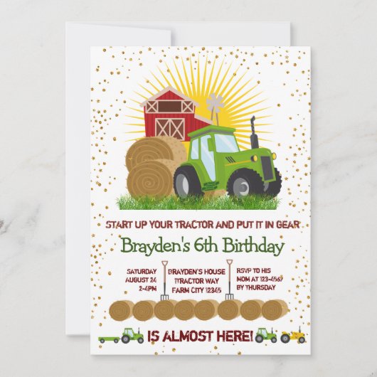 Groene Tractor 🚜 Boerderij Foto Keepsake Verjaard Kaart (Voorkant)