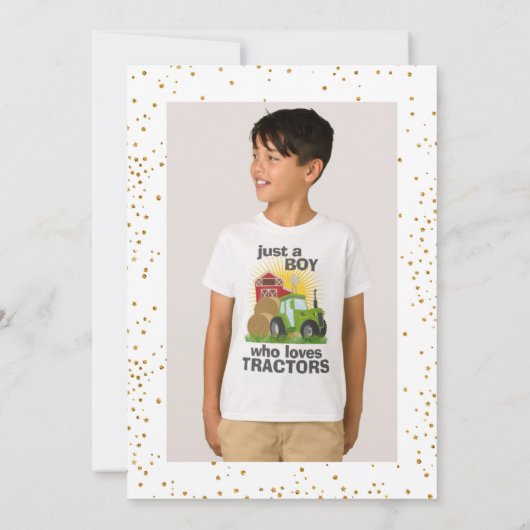 Groene Tractor 🚜 Boerderij Foto Keepsake Verjaard Kaart (Achterkant)