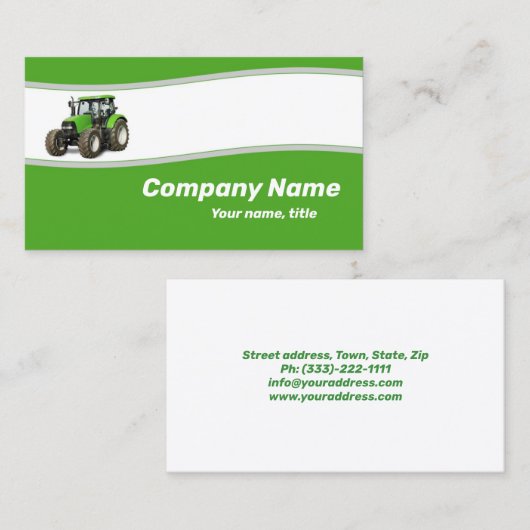 Groene Tractor - Boerderij Supply Visitekaartje (Voorkant / Achterkant)