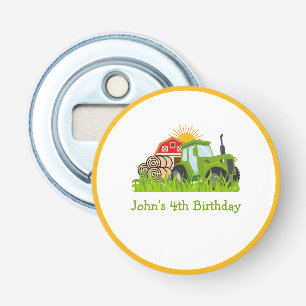 Groene Tractor Boerderij Thema Verjaardagsfeest Button Flesopener