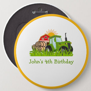 Groene Tractor Boerderij Thema Verjaardagsfeest Ronde Button 6,0 Cm
