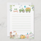 Groene Tractor Boerderij Tijd Capsule Nota Bericht Bedankkaart (Voorkant)