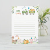 Groene Tractor Boerderij Tijd Capsule Nota Bericht Bedankkaart (Staand voorkant)