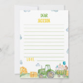 Groene Tractor Boerderij Tijd Capsule Nota Bericht Bedankkaart (Voorkant)