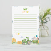 Groene Tractor Boerderij Tijd Capsule Nota Bericht Bedankkaart (Staand voorkant)