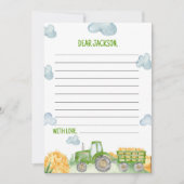 Groene Tractor Boerderij Tijd Capsule Nota Bericht Bedankkaart (Voorkant)