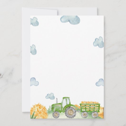 Groene Tractor Boerderij Tijd Capsule Nota Bericht Bedankkaart (Achterkant)