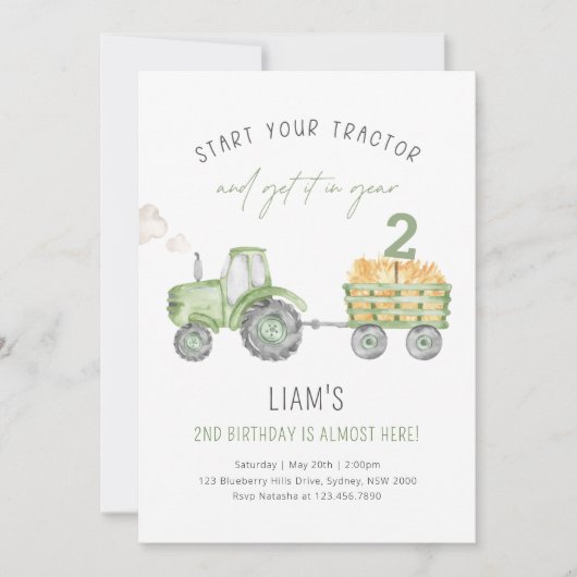 Groene tractor Boerderij Verjaardag Elke Leeftijd  Kaart (Voorkant)