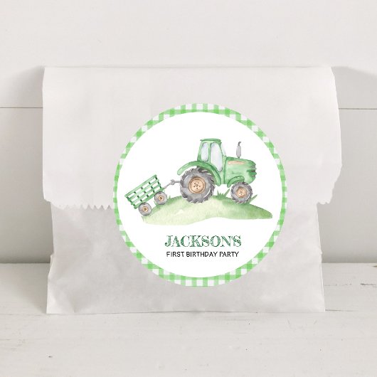 Groene Tractor Boerderij verjaardag Ronde Sticker