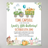 Groene Tractor Boerderij Verjaardag Tijd Capsule T Poster (Voorkant)