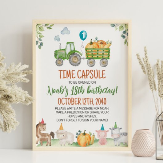 Groene Tractor Boerderij Verjaardag Tijd Capsule T Poster