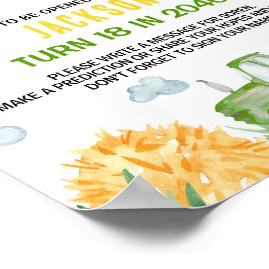 Groene Tractor Boerderij Verjaardag Tijd Capsule T Poster (Hoek)