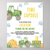 Groene Tractor Boerderij Verjaardag Tijd Capsule T Poster (Voorkant)