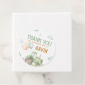 Groene tractor Boerderij verjaardagsfeest ronde Bedankjes Labels (In situ)