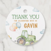 Groene tractor Boerderij verjaardagsfeest ronde Bedankjes Labels (Voorkant)