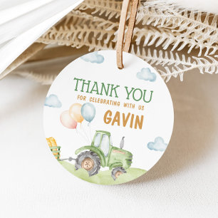 Groene tractor Boerderij verjaardagsfeest ronde Bedankjes Labels