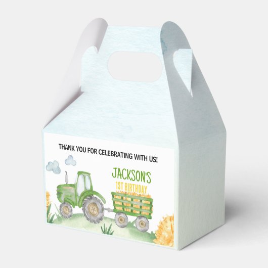 Groene Tractor Boerderij Verjaardagsfeestgunst Box Bedankdoosjes (Achterkant)