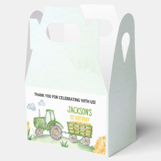 Groene Tractor Boerderij Verjaardagsfeestgunst Box Bedankdoosjes (Geopend)