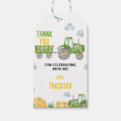Groene Tractor Boerderij Verjaardagsfeestje Dank u Cadeaulabel (Voorkant)